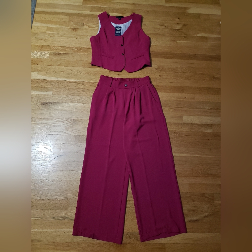 Wide leg pant and vest SET